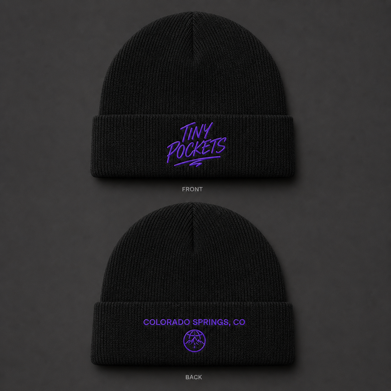 Tiny Pockets cuffed beanie with embroidered patch